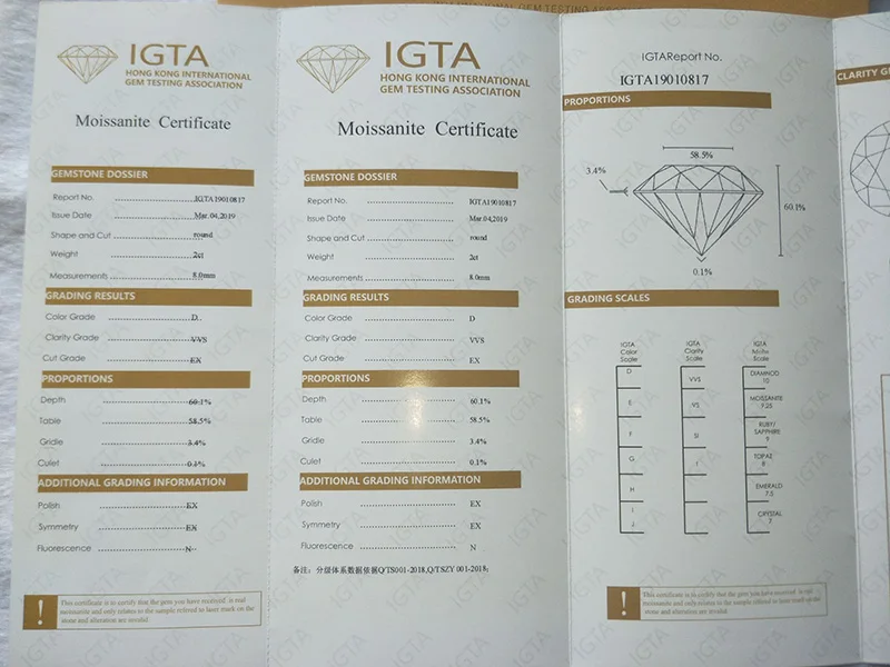 18 K 750Au золото Moissanite алмазное кольцо обручальное кольцо D Цвет VVS с национальным сертификатом MO-H100105