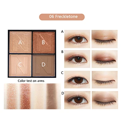 Freckletone NOVO, 4 цвета, бесконечное очарование, тени для век, матовые, мерцающие, Сияющие тени для век, палитра, ню, макияж, пудра, водостойкая косметика, красота - Цвет: Freckletone