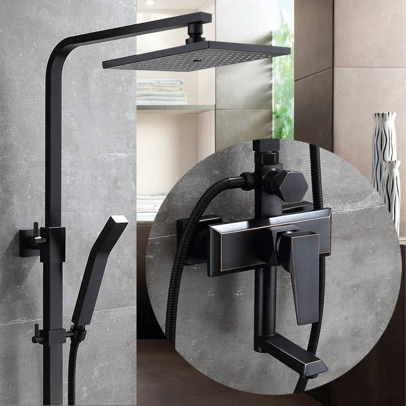 BAIDAIMODENG Американский черный патина душевой костюм медный смеситель античный