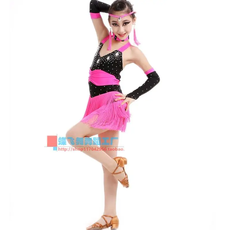 Костюм для латинских танцев взрослых и детей платье со стразами кисточками