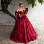 Темно-Красное Бальное Платье, бальное платье на выпускной, оригинальное, отсоединяемое, с длинным рукавом, бордовое, на шнурках, длинное, вечернее платье