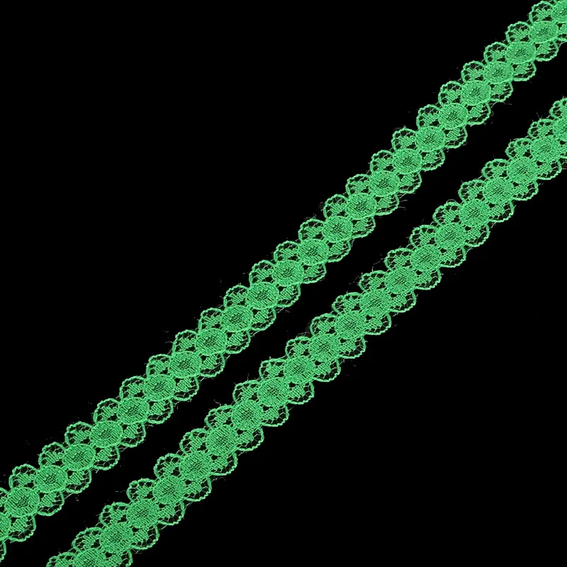 Green 5 ярдов/партия кружевная ткань ширина обрезки 15 мм кружевная лента вышитая Сетка кружевная отделка для DIY одежды принадлежности для шитья товары - Цвет: Green