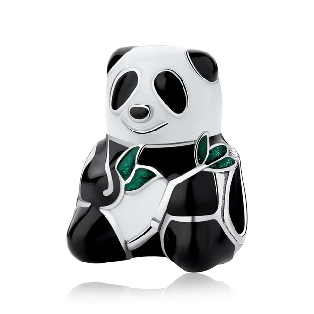 Sweet Panda Настоящее 925 пробы серебряный бисер очарование милые животные милый питомец Кристалл талисманы подходят Pandora Браслеты Женские Ювелирные изделия - Цвет: Sweet Panda