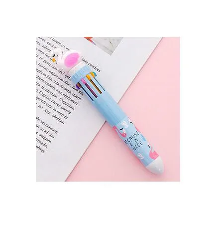 Blue 1 шт 10 видов цветов Kawaii милые Единорог шариковая ручка граффити рисунок раскрашенный шар шариковая гелевая ручка для детей школьные канцелярские принадлежности - Цвет: Blue
