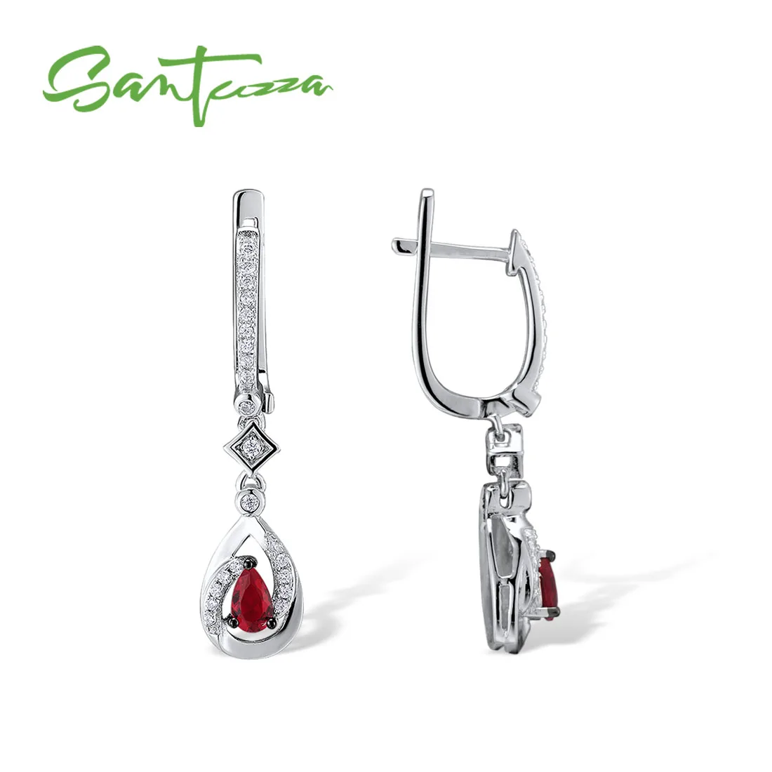 SANTUZZA, серебряные серьги для женщин, 925 пробы, серебряные висячие серьги, длинные серебряные 925 с кубическим цирконием, ювелирные изделия