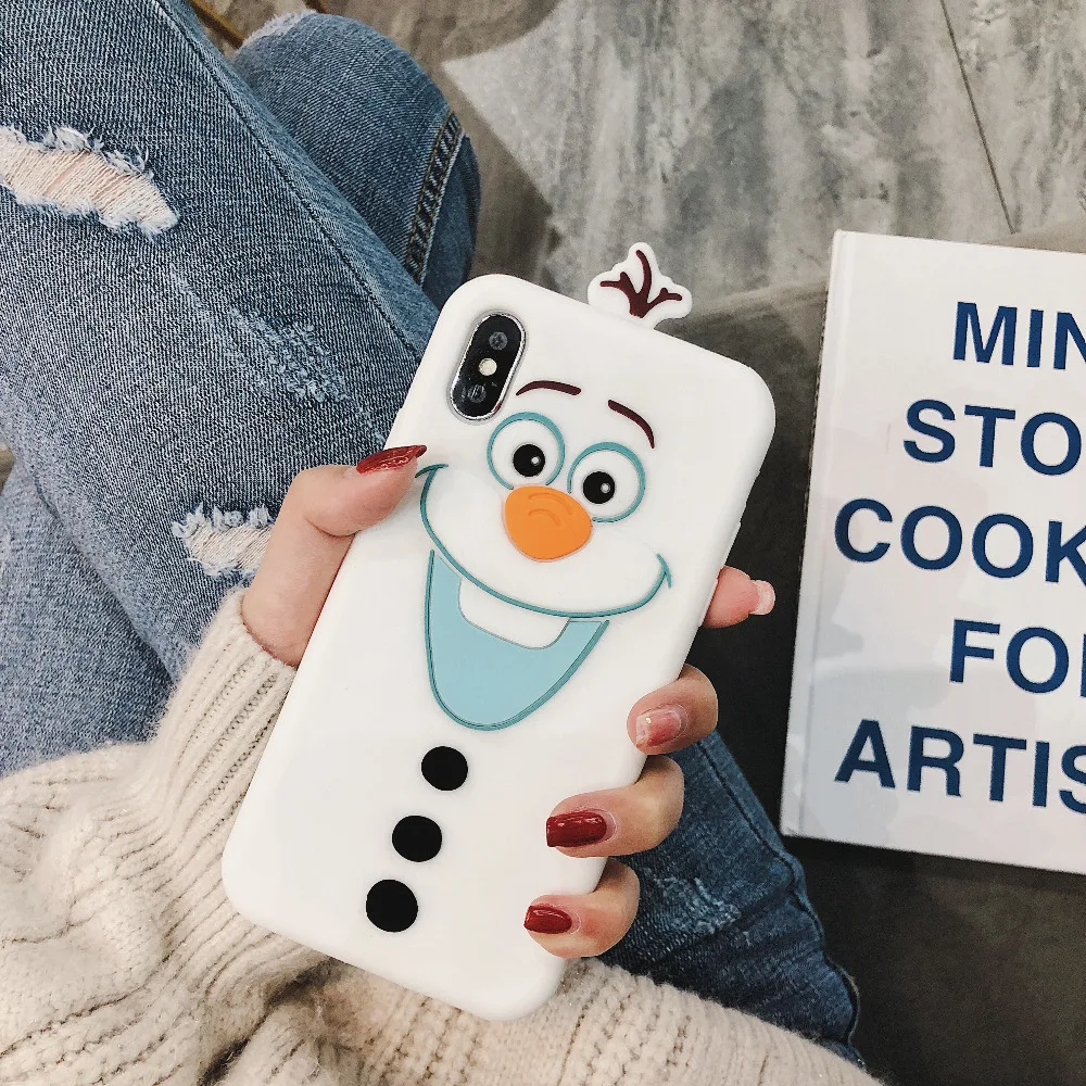 3D милый силиконовый чехол с изображением медведя Олафа для iPone 11 pro X XR XS Max 8 7 6 6s plus