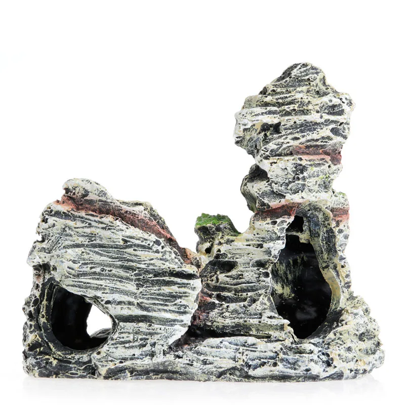 Новый 1 шт. аквариум с видом на горы украшение мох дерево дом смола пещера рыбами