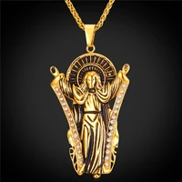 jesus piece necklace pendant for men vintage religious christian jewelry stainless steelgold color 2016 new gp2185