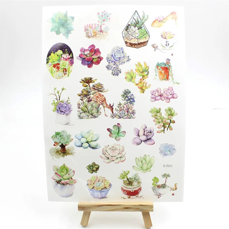 Суккулентные растения самоклеющиеся бумажные наклейки для скрапбукинга/DIY