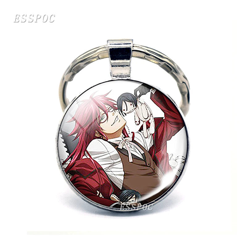 as show Черный Батлер металлический брелок Kuroshitsuji Ciel Phantomhive Sebastian Grell Madame Red Emblem Аниме Манга брелок для ключей - Цвет: as show