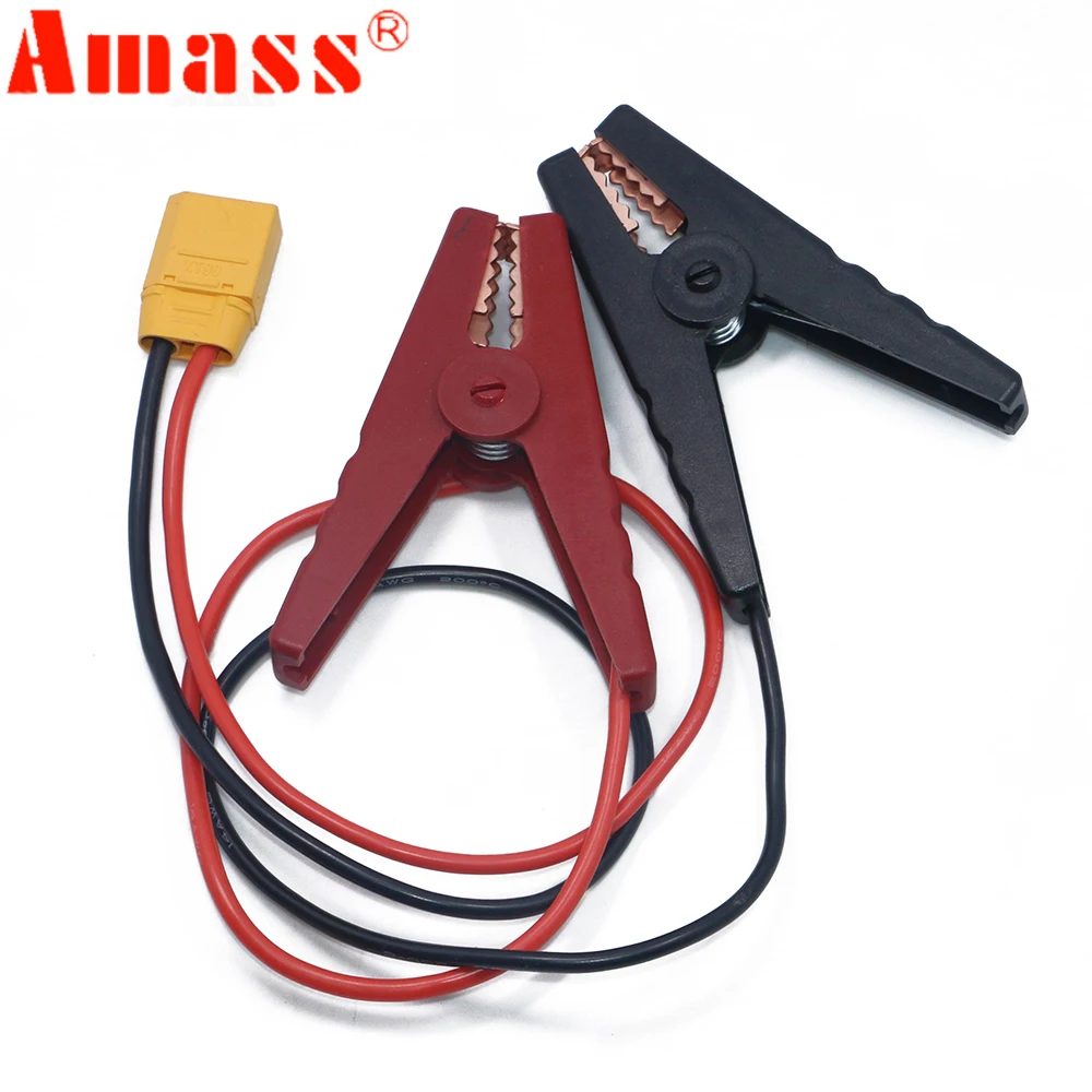 

Amass XT90H Male Plug to Crocodile Alligator Clip Fish Clip Line Large Current 14AWG Cable Copper Full Insulation for RC Model
