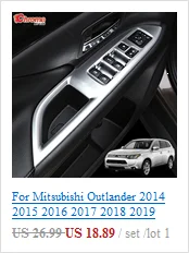 Для Mitsubishi Outlander хромированная дверная, оконная, подлокотник, кнопка переключения, ручка панели, накладка, украшение