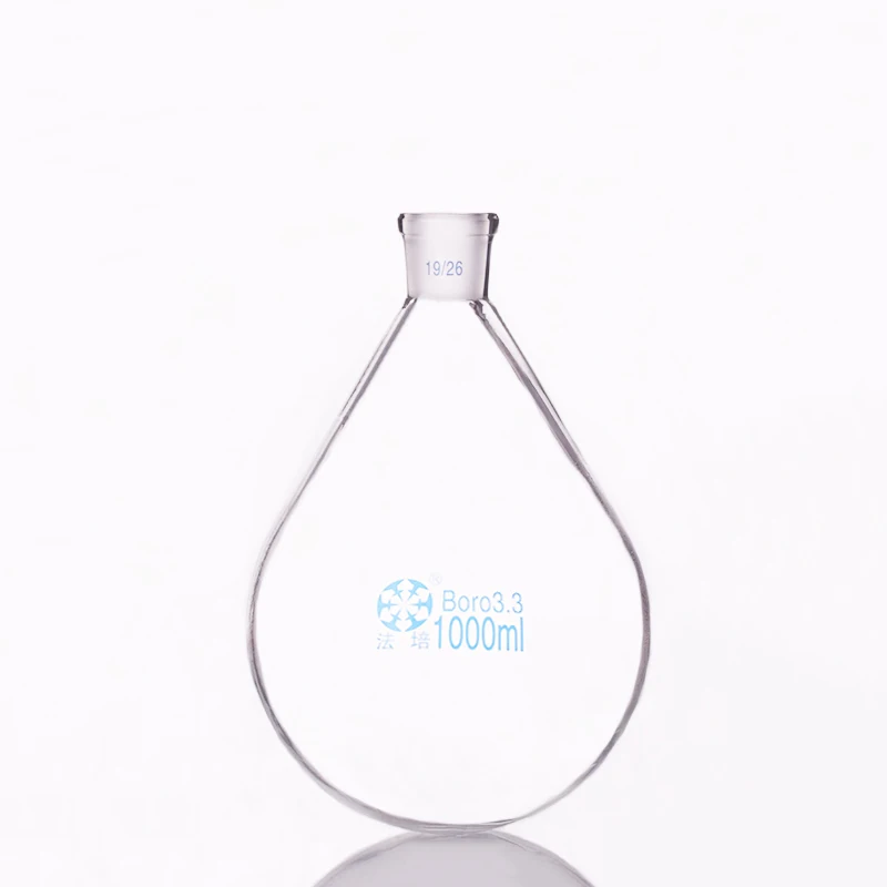 

Flask eggplant shape,short neck standard grinding mouth,Capacity 1000ml and joint 19/26,Eggplant-shaped flask
