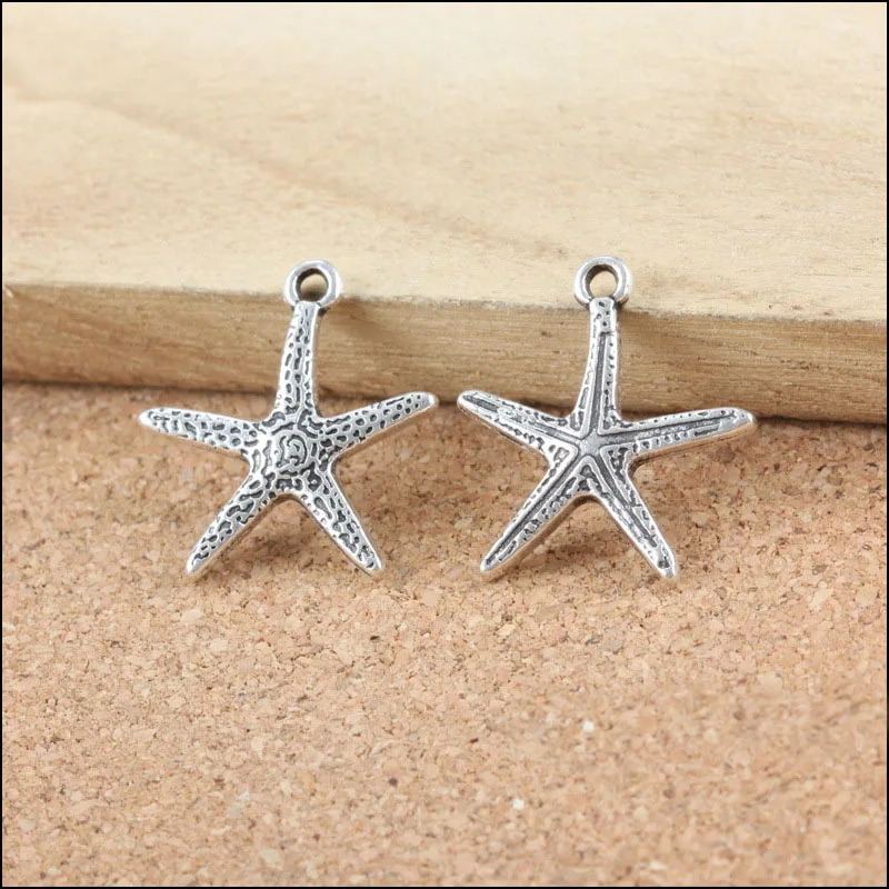 Модные 10 шт./лот 20 мм * 19 Античные посеребренные Морская звезда амулеты морские