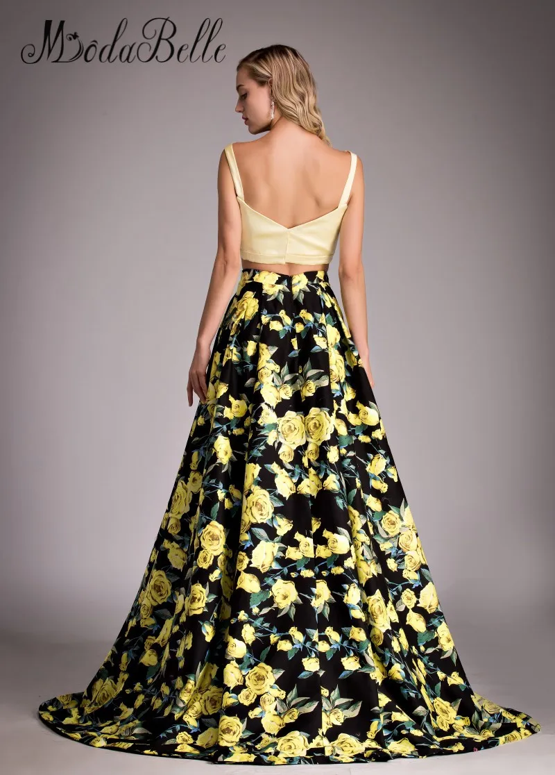 Реальное изображение платье для выпускного вечера с цветочным принтом желтое