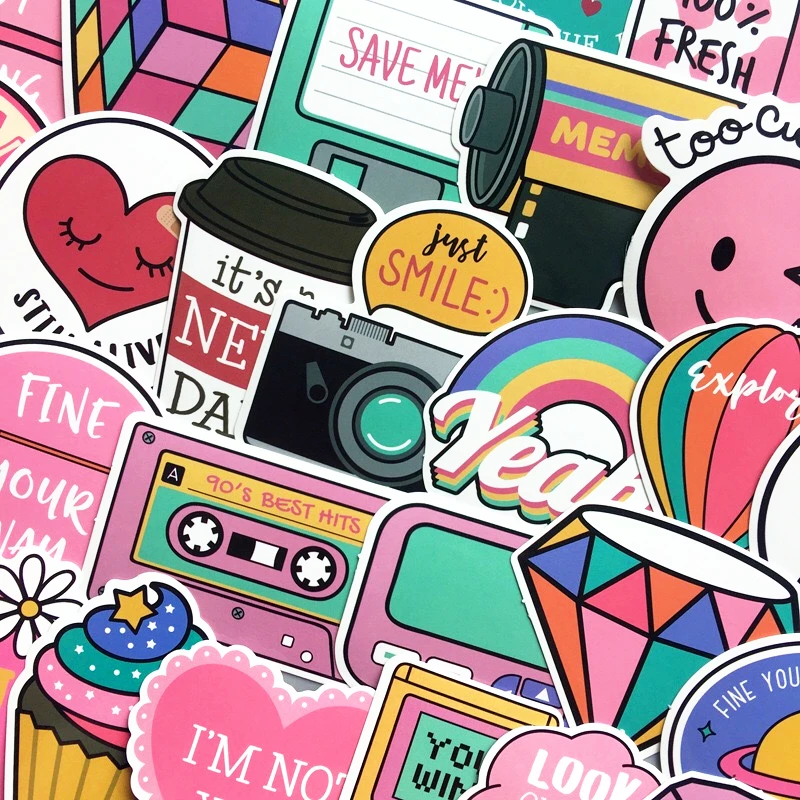 60 шт. ПВХ водонепроницаемый для девочек Kawaii розовый забавный стикер игрушки багаж наклейка s для мото автомобиля и чемодана крутая модная наклейка для ноутбука s