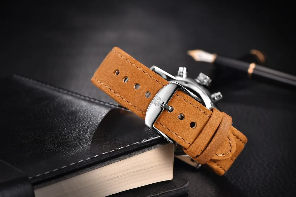 Мужские часы Reloj Hombre бренд BENYAR спортивные водонепроницаемые кварцевые часы с кожаным хронографом мужские часы Relogio Masculino BY-5102M