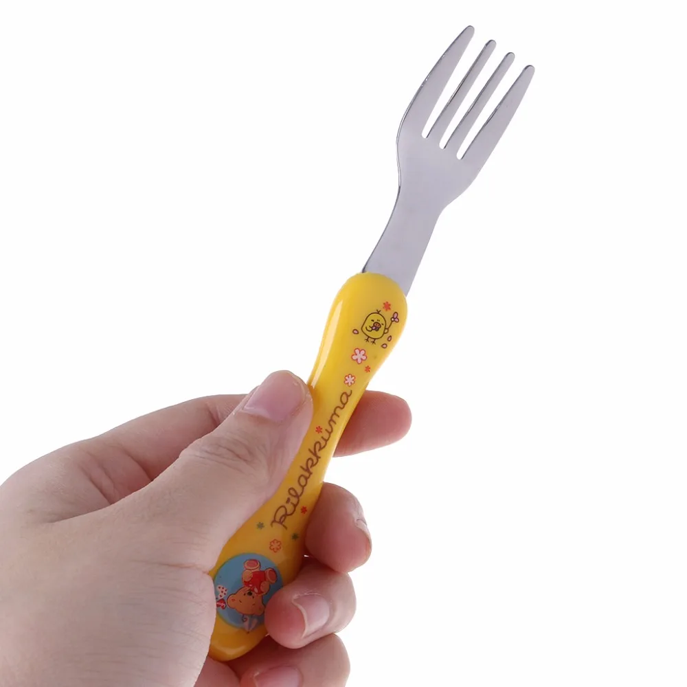 

1 Set Baby Tableware Spoon Fork Scoop Feeding Training Stainless Steel Cutlery