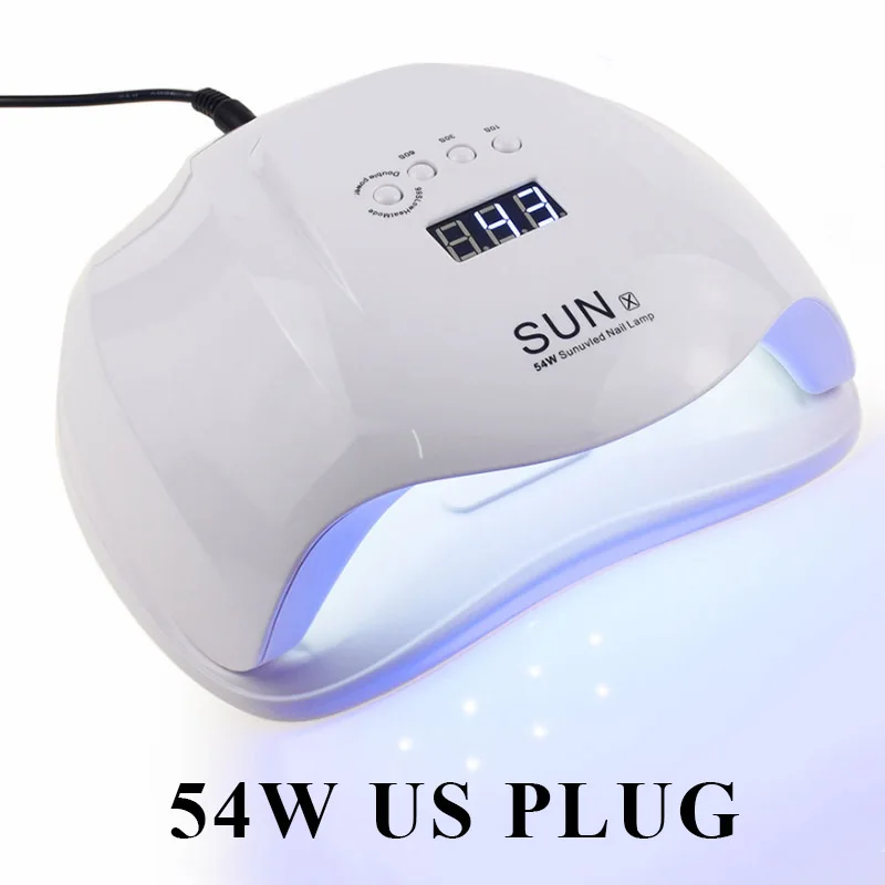 54W US Умная УФ/Светодиодная лампа для сушки ногтей SUN54W фототерапия ногтей Гель-лак отверждения лампа профессиональный маникюр педикюр - Цвет: 54W US
