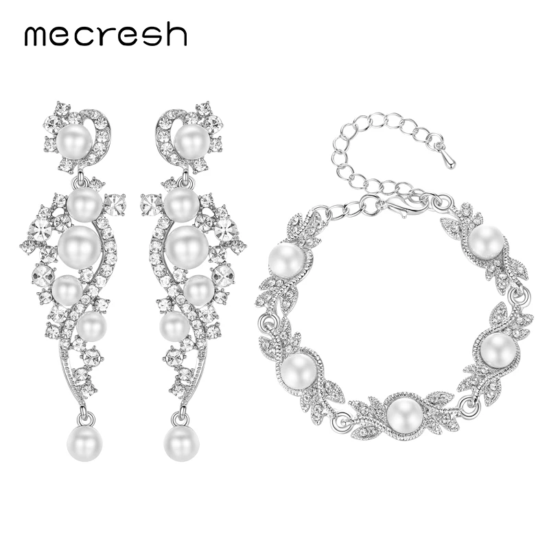 Mecresh 2019 элегантные комплекты ювелирных изделий из искусственного жемчуга для