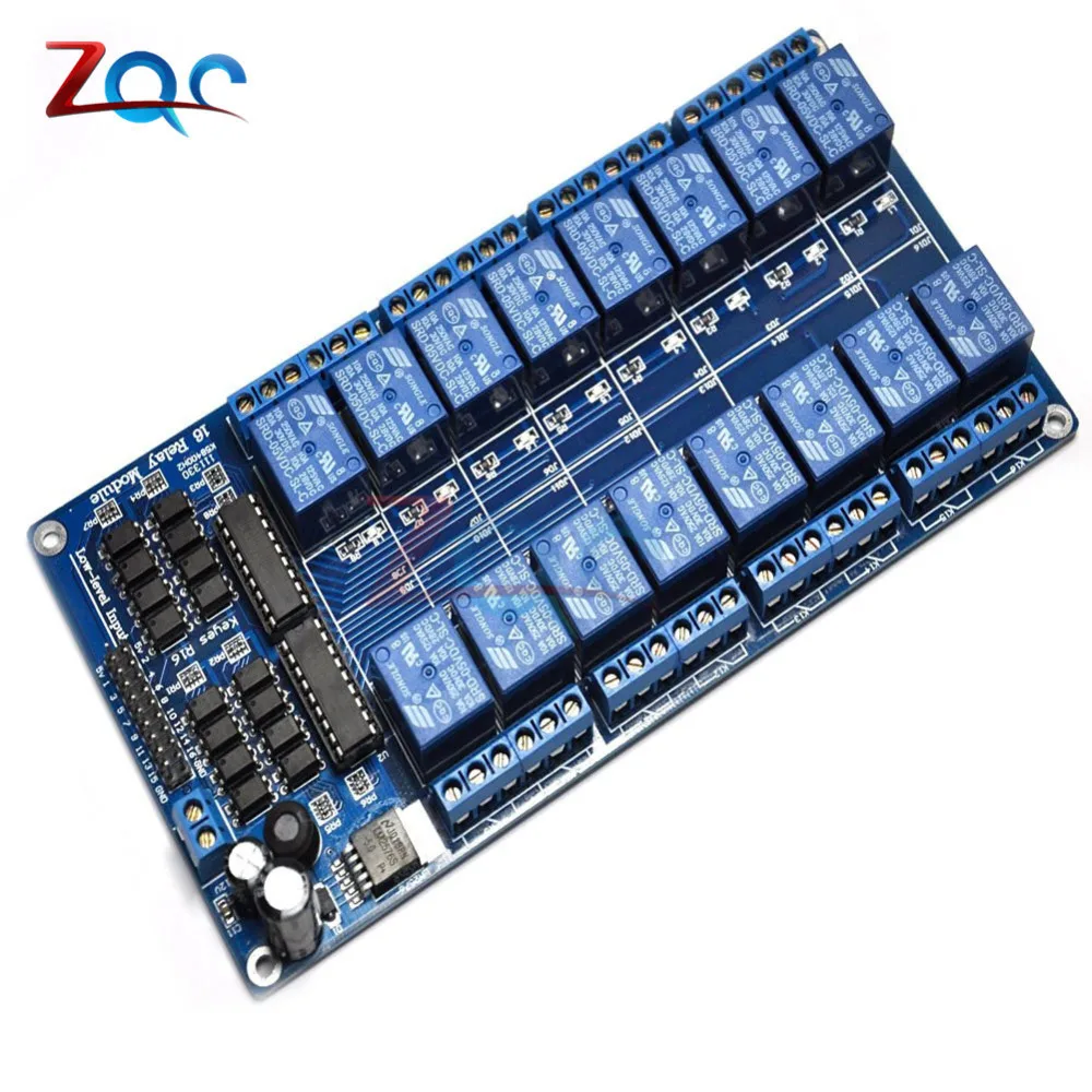 Плата интерфейса релейного модуля постоянного тока 5 в 16 каналов для Arduino PIC ARM DSP PLC