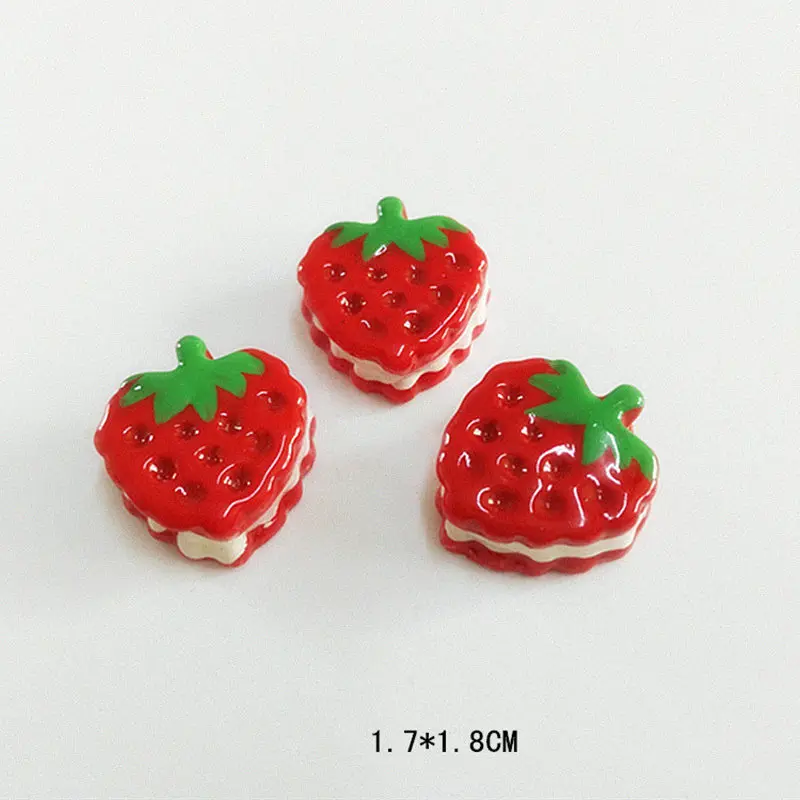 Leaves Strawberry 10 шт. цветные фрукты плоские пластмассовые аксессуары DIY ювелирные изделия ожерелья для волос декоративный материал детское Искусство ремесло подарок ручной работы - Цвет: Leaves Strawberry