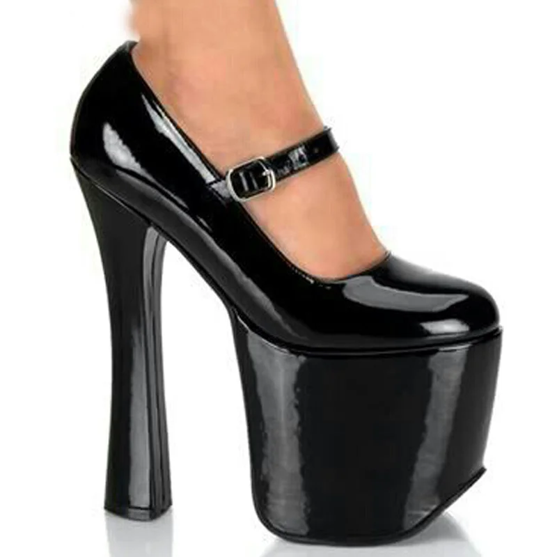

Sorbern Novelty Black 8 Inch High Heels Women Pumps Mary Janes 20Cm Block Heel Round Toe Platforms Shoes Woman Custom Colors