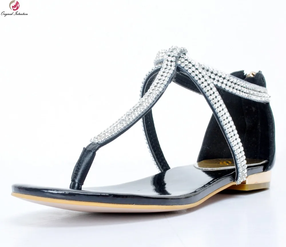 Женские босоножки на плоской подошве с Т-образным ремешком размеры 4-15 | Обувь