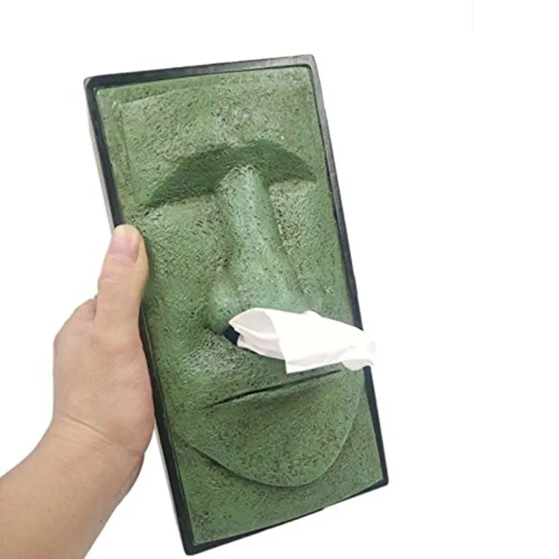 1 шт. Пасхальный остров голова Sir Tissue Box Пасхальный каменный остров статуя Голова рыцаря Tiki крышка креативный домашний офис держатель ткани