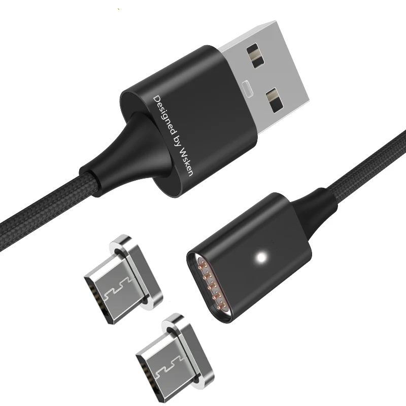with 2 plugs black WSKEN Lite1 Магнитный Micro USB кабель для быстрой зарядки данных USB кабель для samsung Galaxy S7 S6 huawei Xiaomi LG USB кабель - Цвет: with 2 plugs black