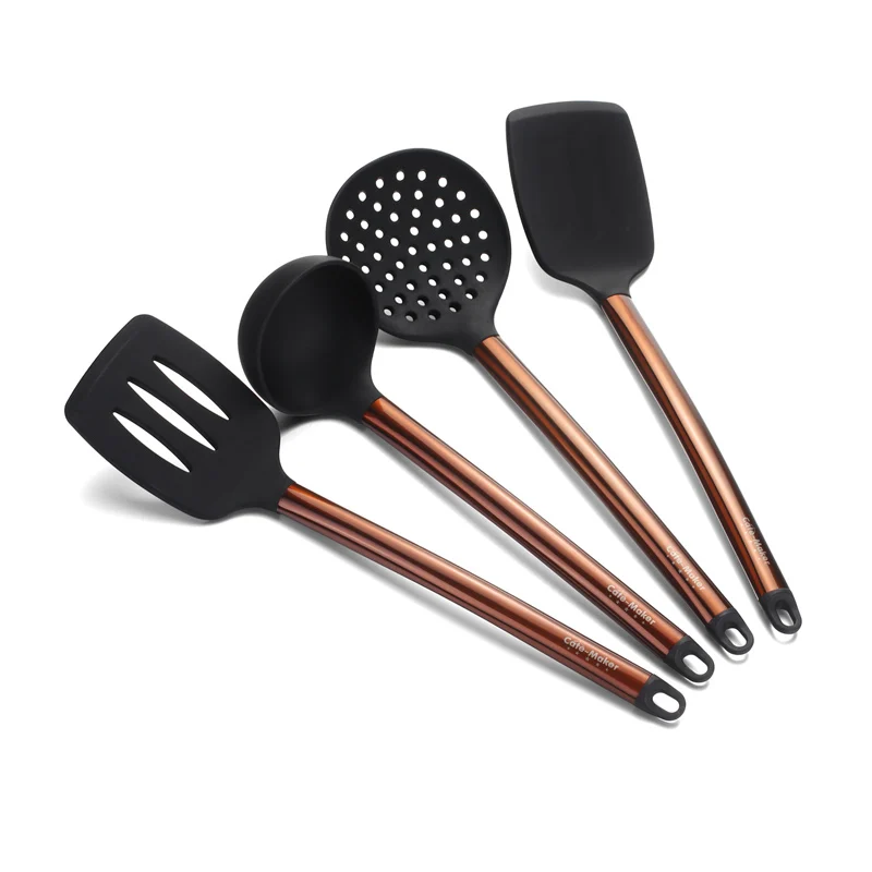Copper 4PCS Cate чайник силиконовый антипригарный кухонная утварь набор 4 шт Силиконовая сервировочная посуда - Цвет: Copper 4PCS
