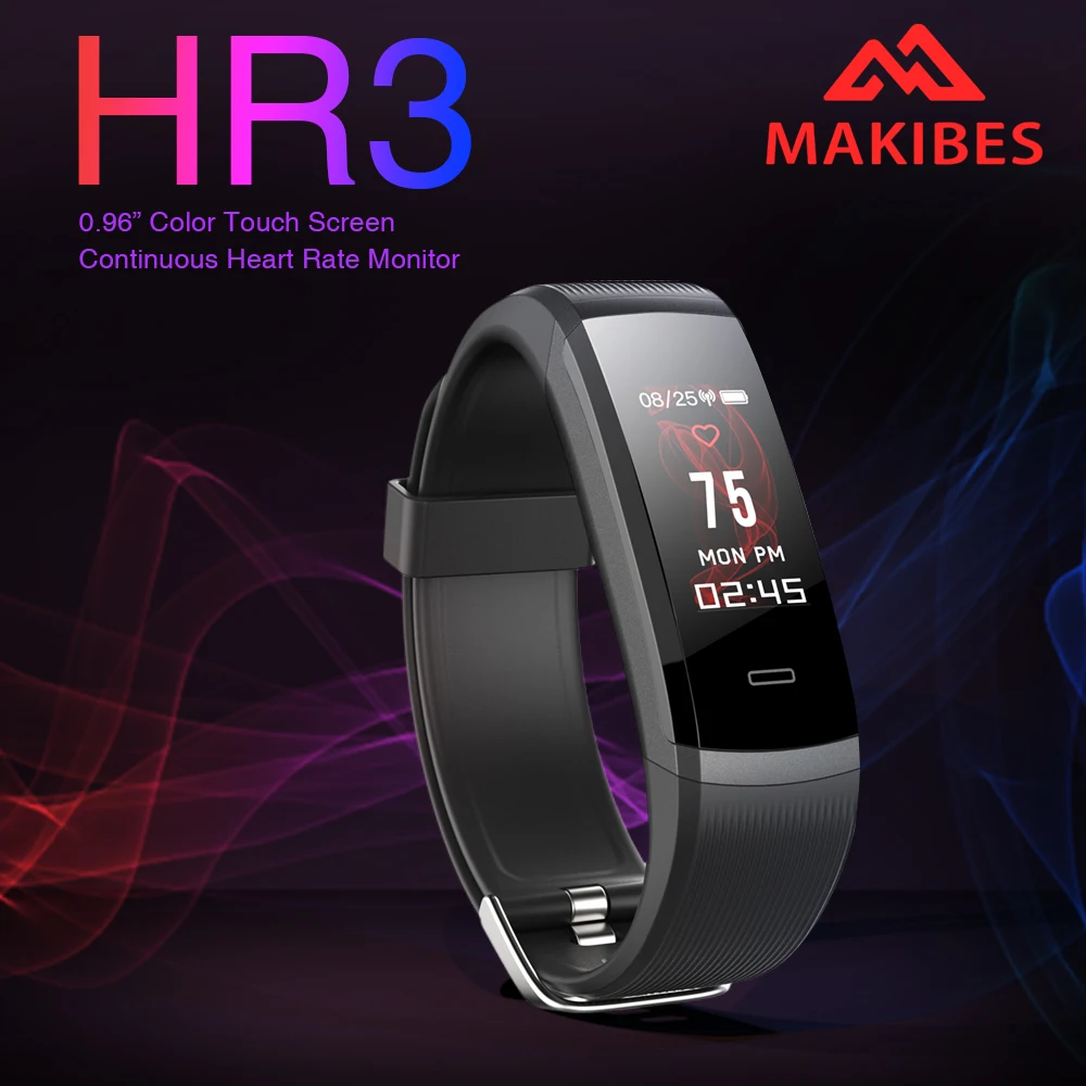 Makibes HR3 Мужской умный браслет цветной экран непрерывный пульсометр часы для