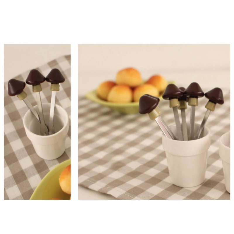 6 шт./партия редис вилки для фруктов гриб Творческий Еда зубец Нержавеющая сталь