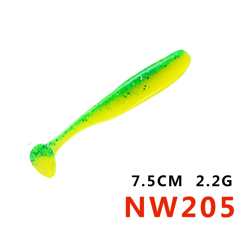 NW205 Noeby T-tail Мягкие силиконовые приманки Светящиеся 5 см/7,5 см/9 см пластиковые воблеры мигающие рыболовные приманки для ловли окуня leurre peche - Цвет: NW205