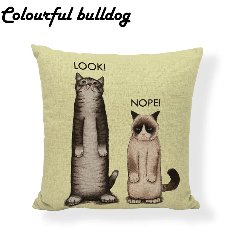 Дропшиппинг милый кот геометрический полосатый свитер наволочка 43*43 см разные