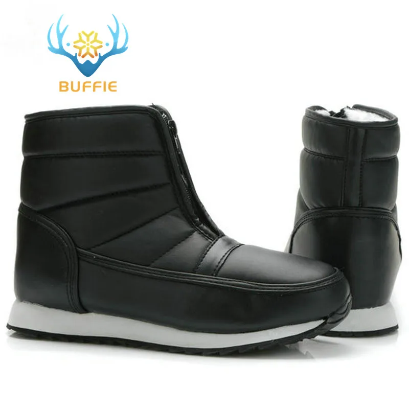 Мужские зимние ботинки короткие теплые меховые водонепроницаемые с