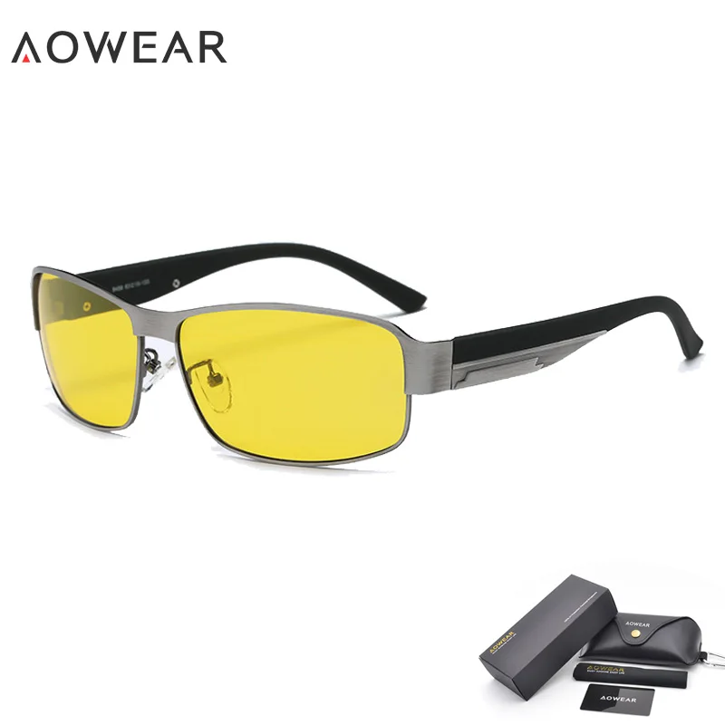 AOWEAR, очки для ночного водителя, очки ночного видения, поляризационные солнцезащитные очки, мужские очки для вождения, желтые очки для ночного видения, Oculos De Sol - Цвет линз: 2 Gray Night Vision
