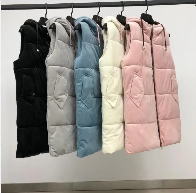 3XL женские жилеты Модный осенне-зимний жилет женский длинный участок большой размер свободный пуховик хлопковый жилет Золотой Бархатный жакет