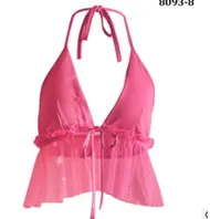 Rose Red Летние женские прозрачные сетчатые пикантные топы с v-образным вырезом Прозрачные Пляжные Топы Топ вечерние модные однотонные майки - Цвет: Rose Red
