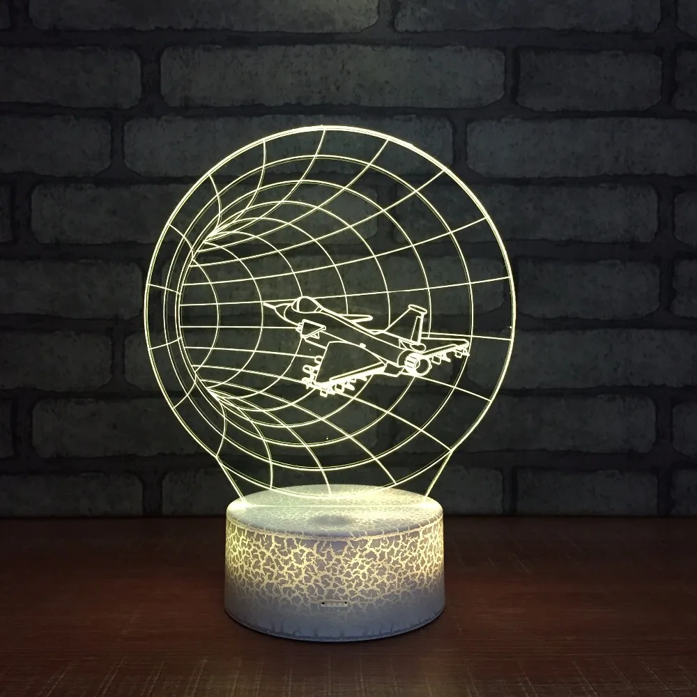 Новинка машина времени 3D настольная лампа LED 7 видов цветов самолет 3d ночник