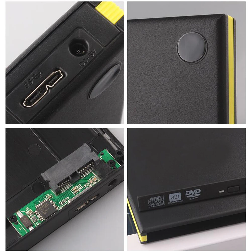 Корпус Внешний Оптический для DVD дисков 12 7 мм USB 3 1|Оптические дисководы| |