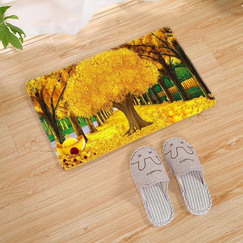 Разные сезоны растений коврики для гостиной Осенние желтые упавшие слитки