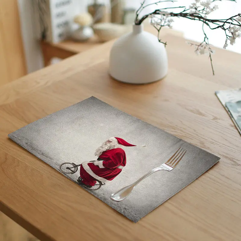 Льняная Скатерть Санта Клаус подарок велосипед Снежинка маленькая девочка узор