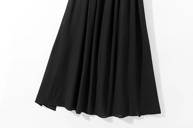 Женское платье в стиле ретро Черное длинное с завязками на талии L0206 лето