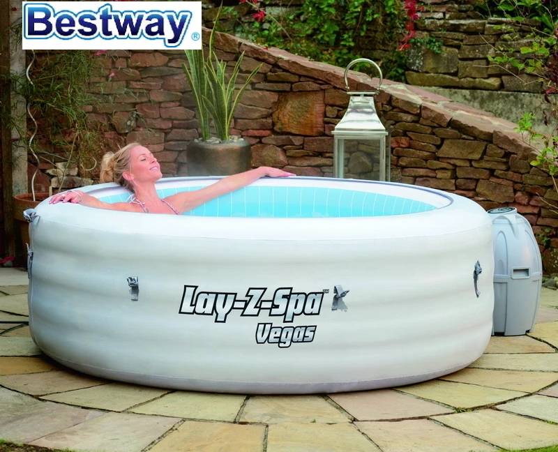 54112 Bestway 7" x 24" Круглый утолщенный надувной бассейн для семьи 196x61 см Bestway Lay-Z-Spa Las Vegas SPA подвижный спа