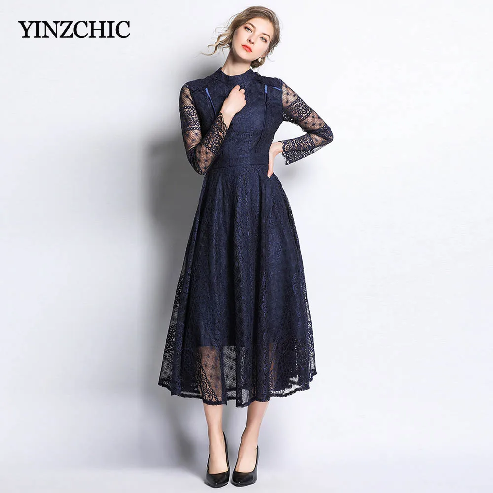 Женское кружевное платье в Звездном стиле весеннее ажурное трапеция длиной до