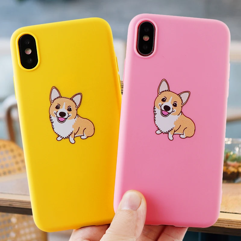 Модные телефонные Шкафы для IPhone X XS MAX XR 8 7 6 s Plus чехол милый корги мягкий