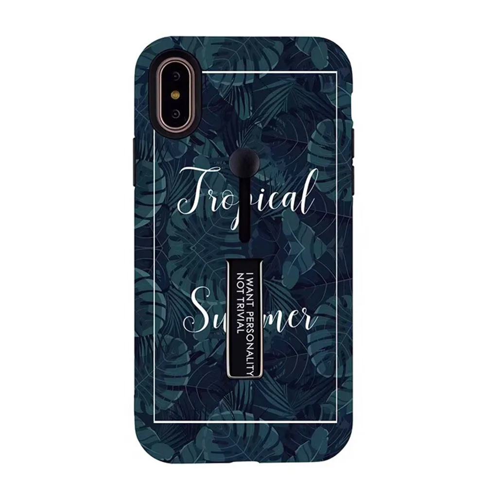 For Apple iPhone X XS MAX Classic Retro Flower Leaf Silicone Ring Phone Cases 6 6s 7 8 Plus Hide Stand Holder Cover |