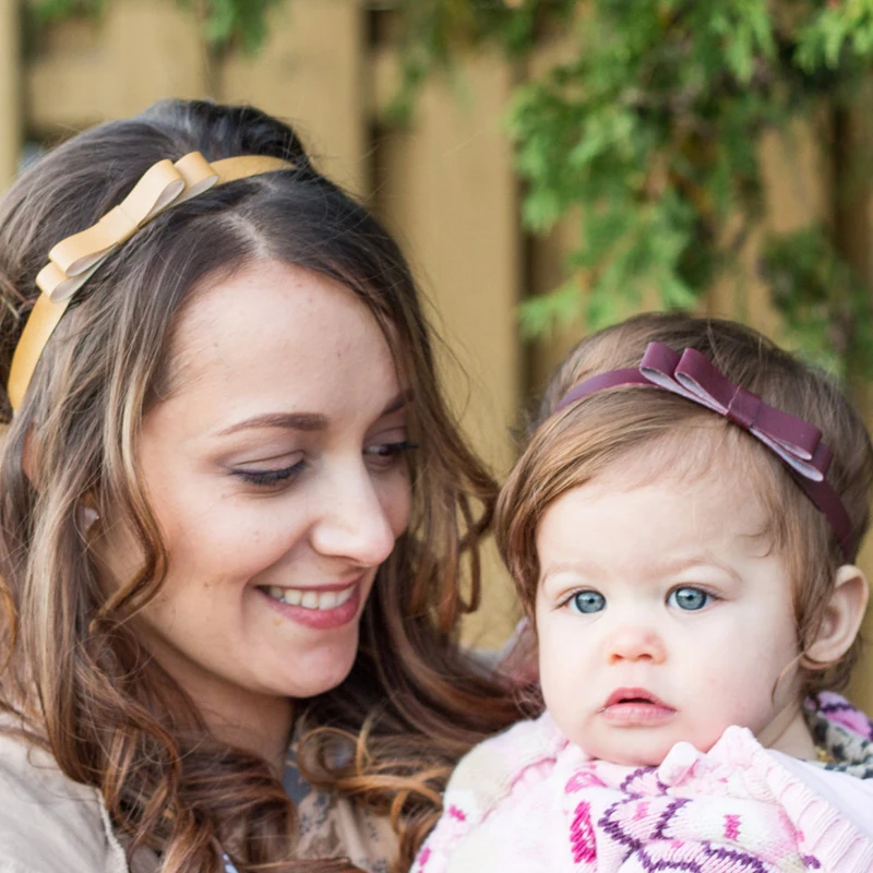 Повязка на голову с бантом женская тюрбан из экокожи Эластичный Бант для детей и