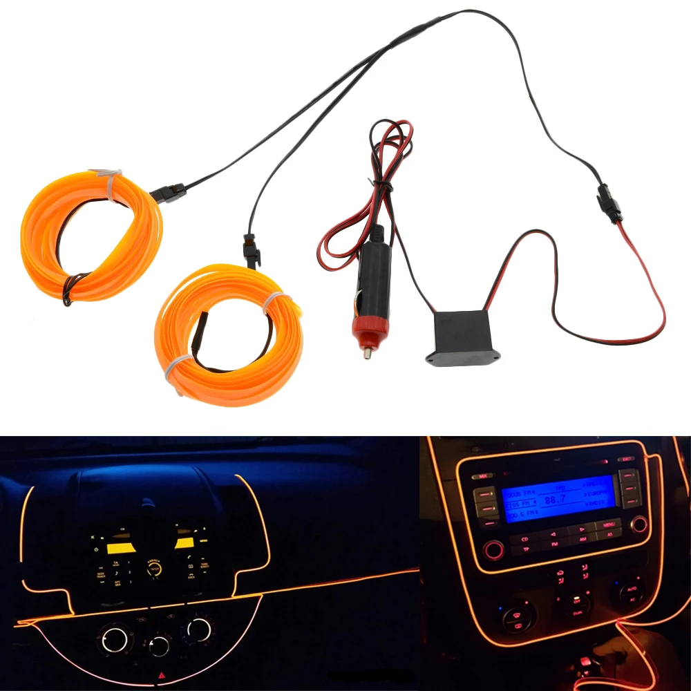 EL Wire 1M/2M/3M/5M Glow String Strips Neon LED Light + Controller Inverter Car Cigarette | Автомобили и мотоциклы